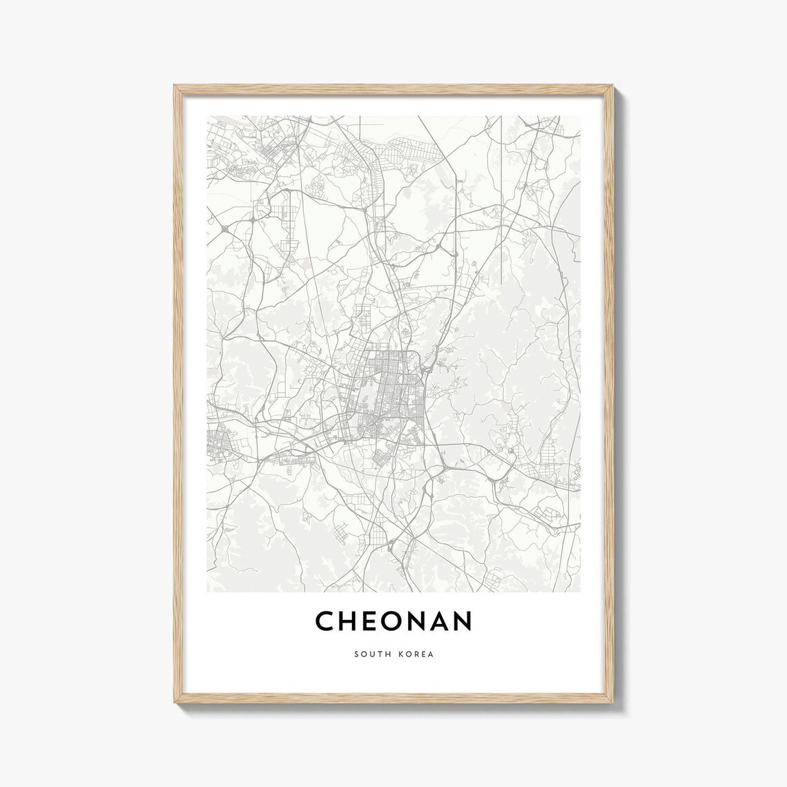 Cheonan South Korea Minimalist City Map Line Art Travel Poster