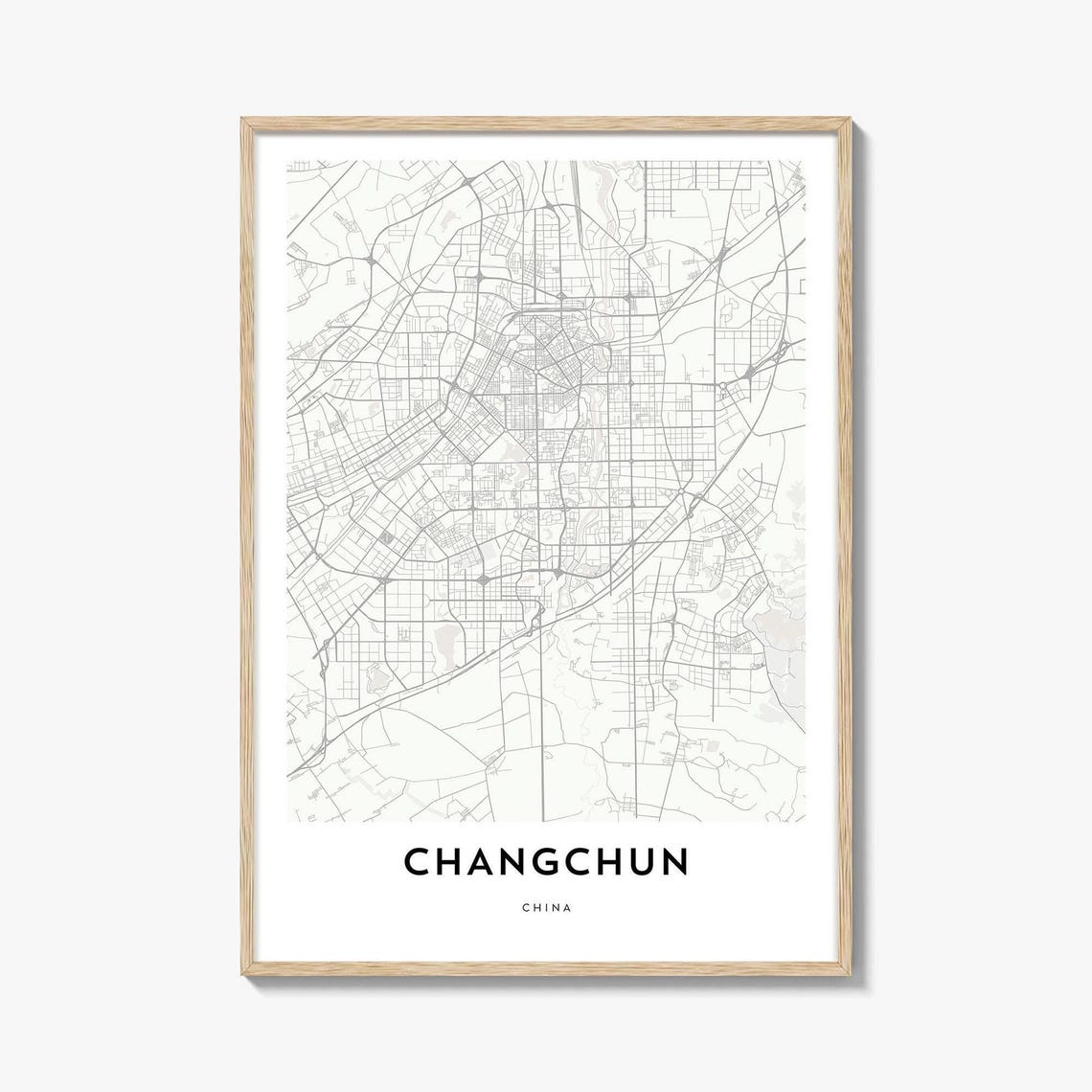 Changchun China Minimal City Map Line Art Modern Wall Poster