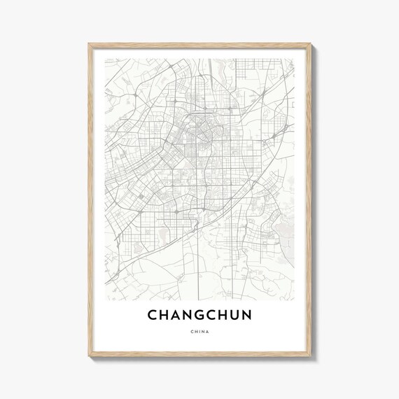 Changchun China Minimal City Map Line Art Modern Wall Poster