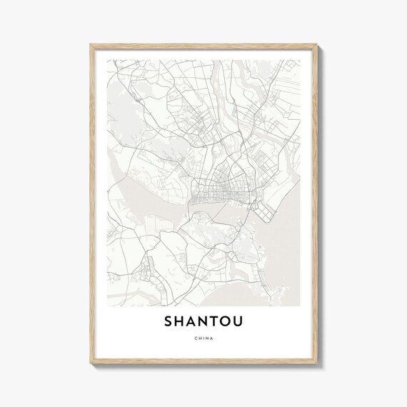 Shantou China Coastal Minimalist City Street Map Travel Wall Art