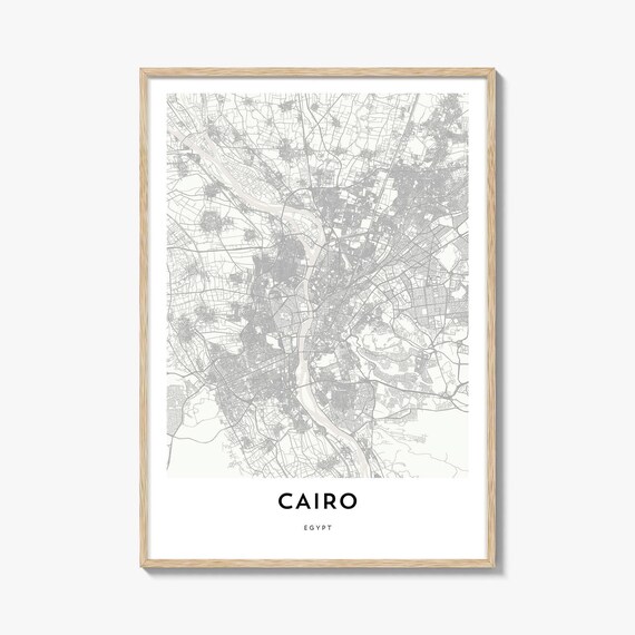 Cairo Egypt Minimalist City Street Map Poster with Nile River View