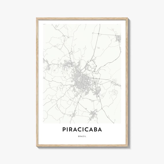 Piracicaba Brazil Minimalist City Street Map Decor Gift Wall Art