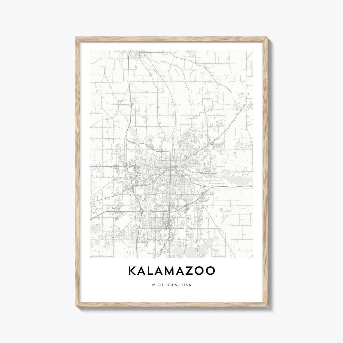 Kalamazoo Michigan USA City Street Map Minimalist Line Art Poster