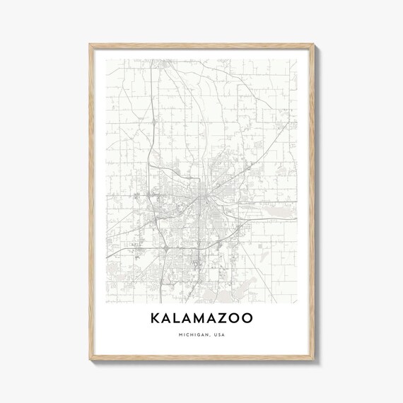 Kalamazoo Michigan USA City Street Map Minimalist Line Art Poster