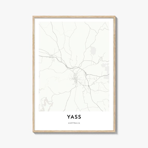Yass New South Wales Minimalist Rural Town Street Map Poster