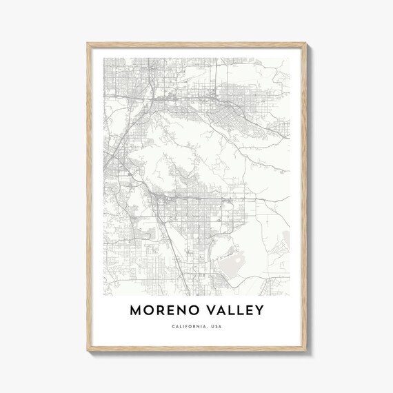 Moreno Valley California City Map Poster Minimalist Street Plan Decor