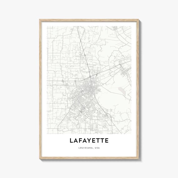 Minimalist Lafayette Louisiana USA Black Line City Map Poster