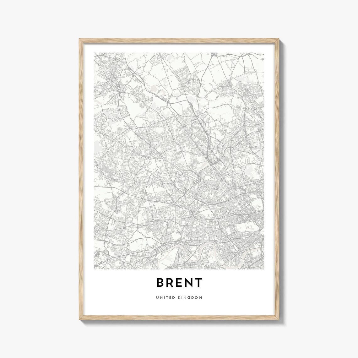 Brent United Kingdom Minimalist Borough Map Home Decor Poster