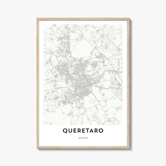 Queretaro Mexico Elegant Minimalist City Street Map Line Art Print