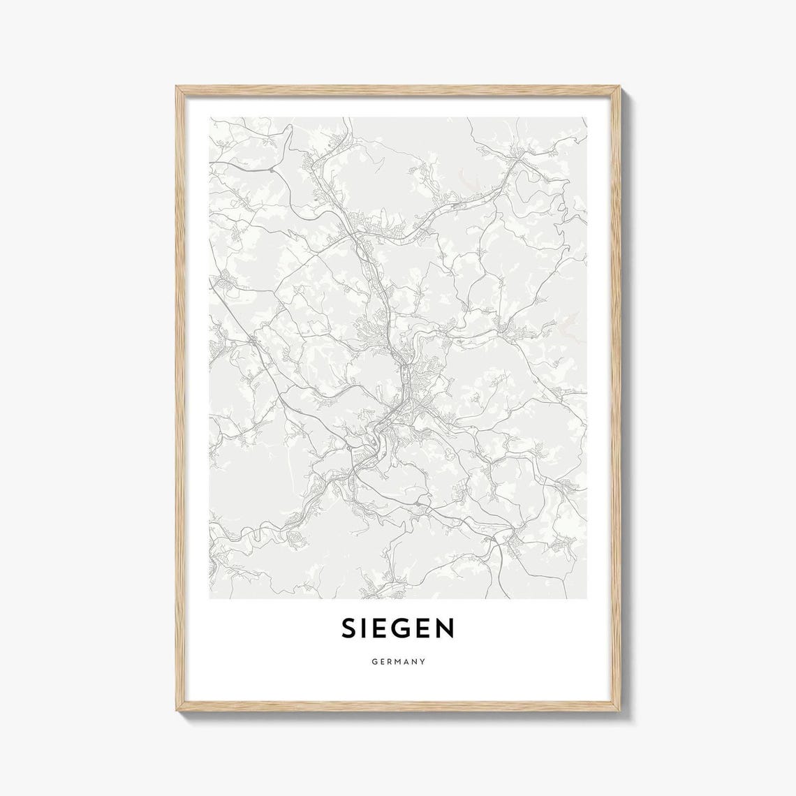 Minimalist Siegen Germany City Street Map Gift Poster Artwork