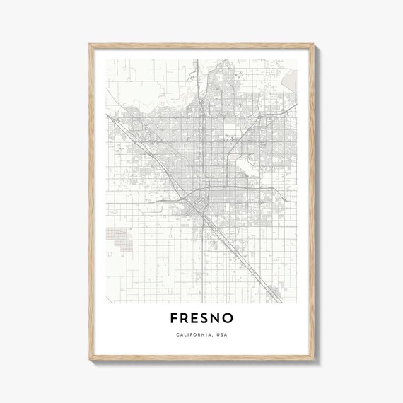 Fresno California USA Minimalist City Street Map Line Art Poster