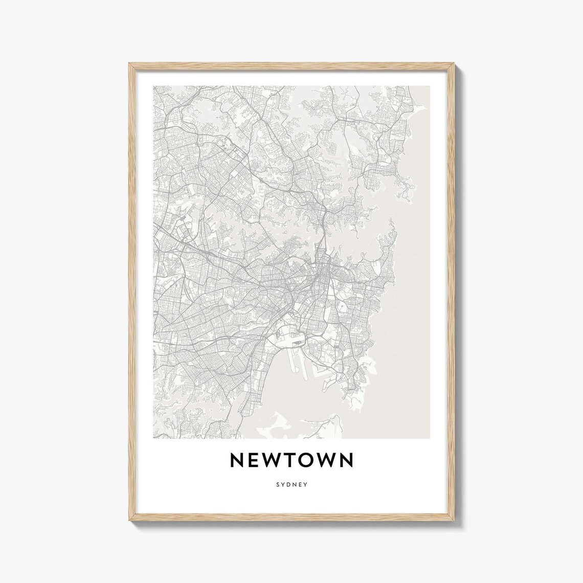 Newtown Sydney Minimalist Street Map Fine Line Neighborhood Art Poster