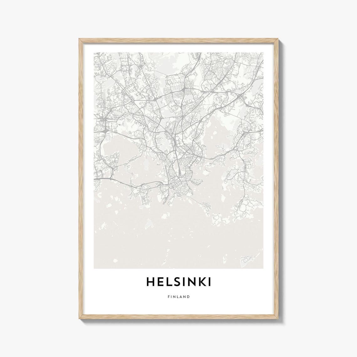 Helsinki Finland Minimalist Beige City Street Map Travel Gift Poster