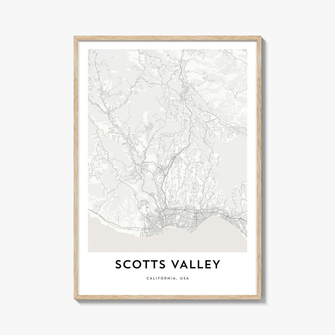 Scotts Valley California Minimalist City Map Neutral Print Art