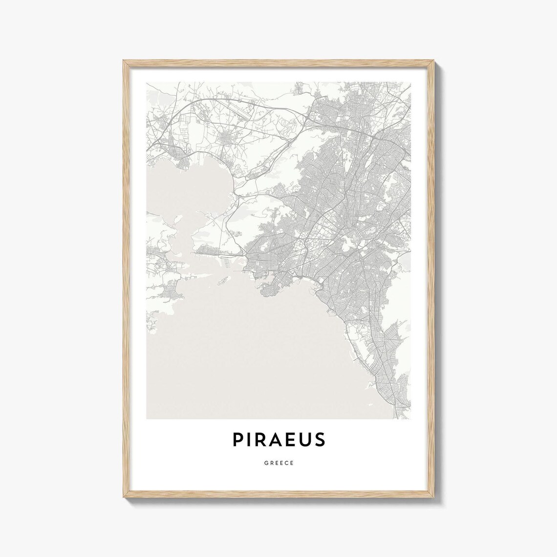 Piraeus Greece Harbor Minimalist City Street Map Decor Wall Art