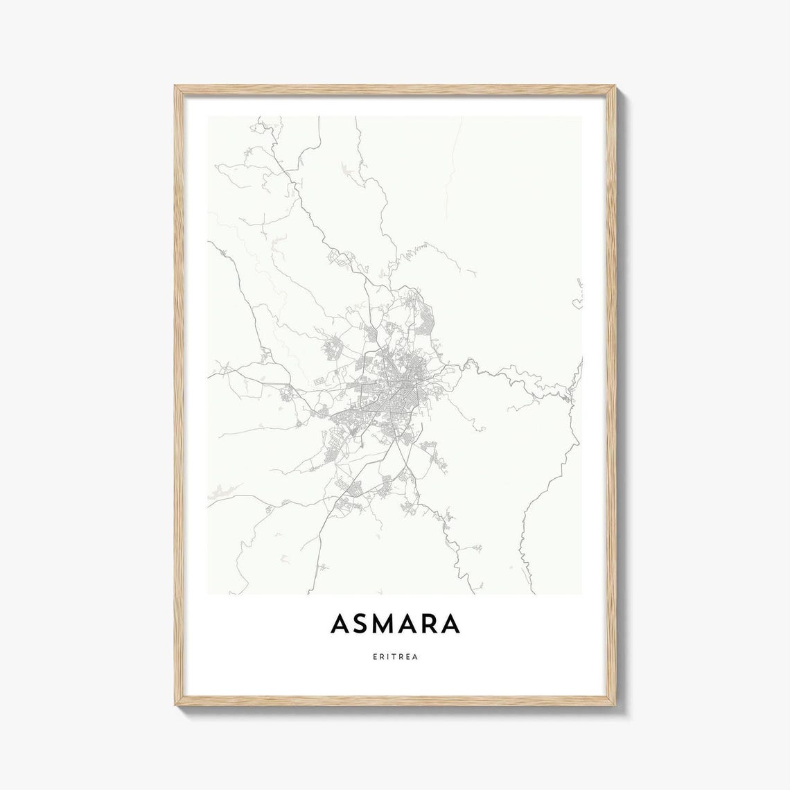 Asmara Eritrea Minimalist City Street Map Modern Home Poster