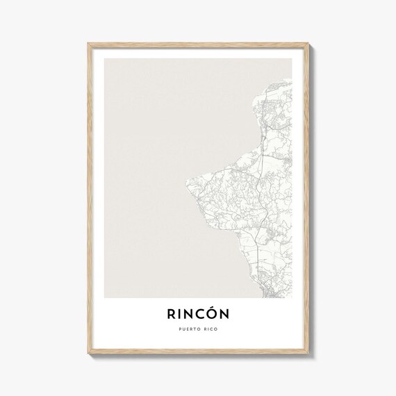 Rincón Puerto Rico Coastal City Street Map Minimalist Wall Poster