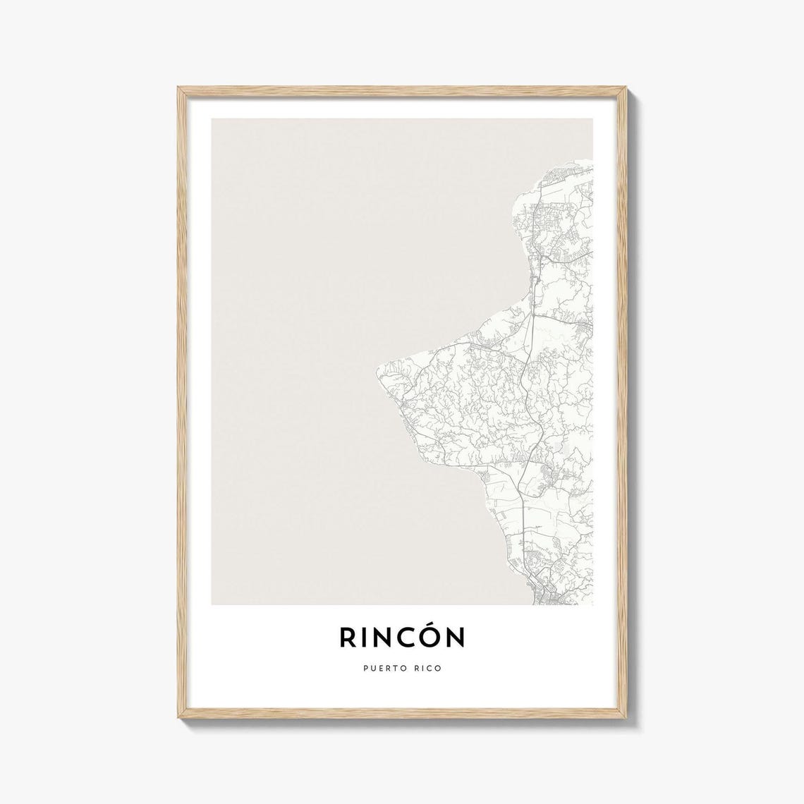 Rincón Puerto Rico Coastal City Street Map Minimalist Wall Poster