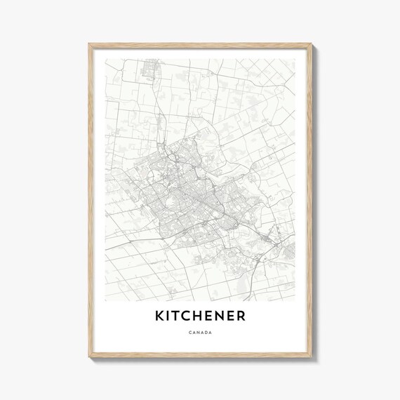 Minimalist Kitchener Canada White Street Map Travel Art Poster
