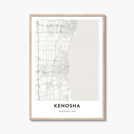Kenosha Wisconsin USA City Street Map Minimalist Line Art Poster