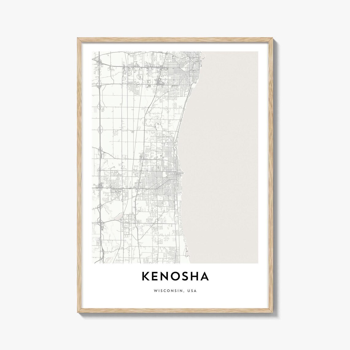 Kenosha Wisconsin USA City Street Map Minimalist Line Art Poster