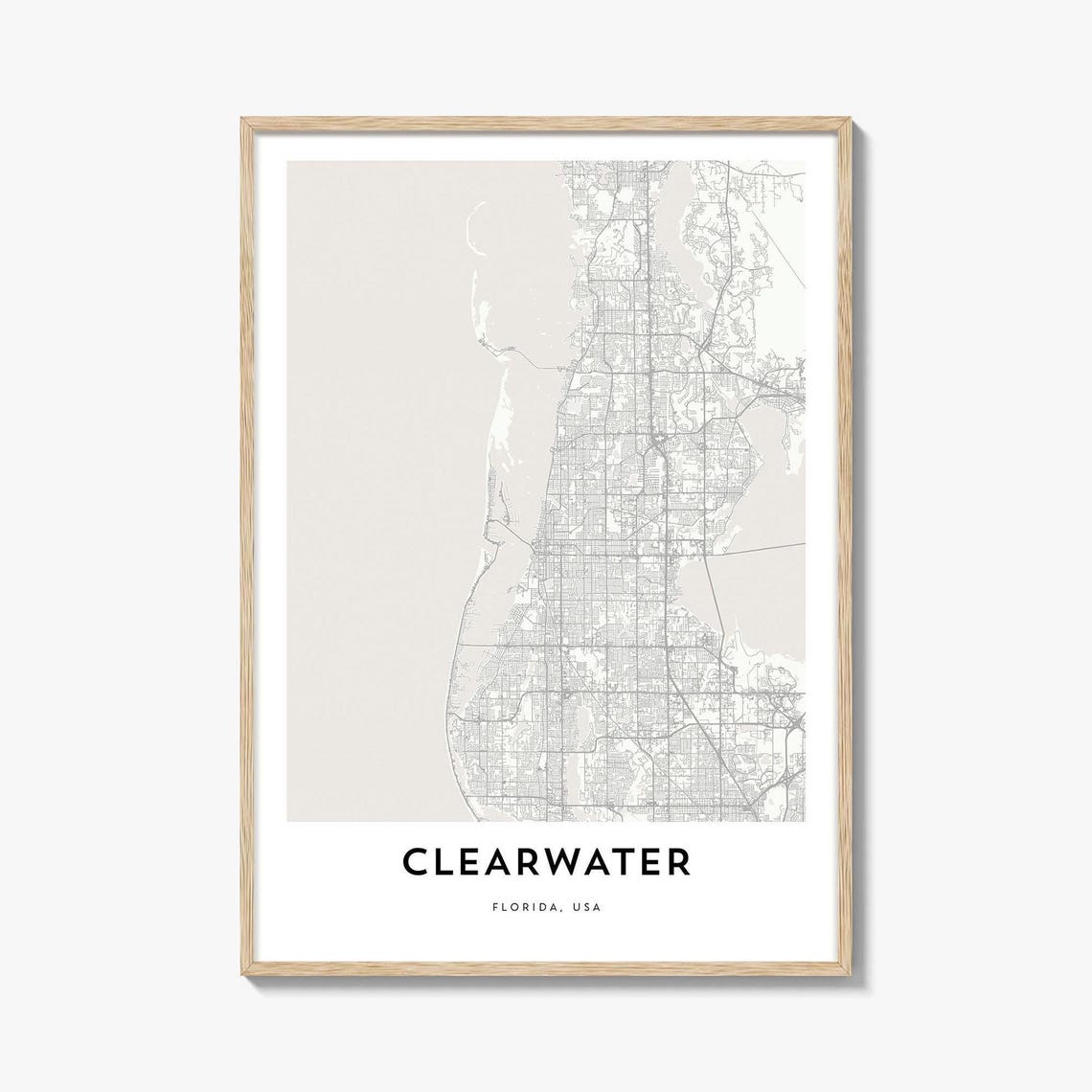 Clearwater Florida Minimalist City Map Line Art Wall Decor Print