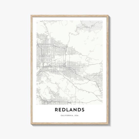 Redlands California Minimalist Street Map Modern Line Art City Poster