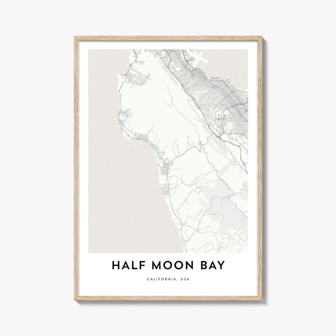 Half Moon Bay California Minimalist City Map Coastal Travel Poster
