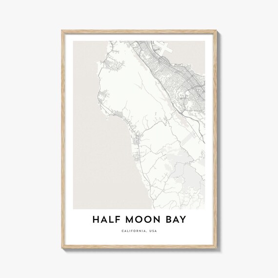 Half Moon Bay California Minimalist City Map Coastal Travel Poster