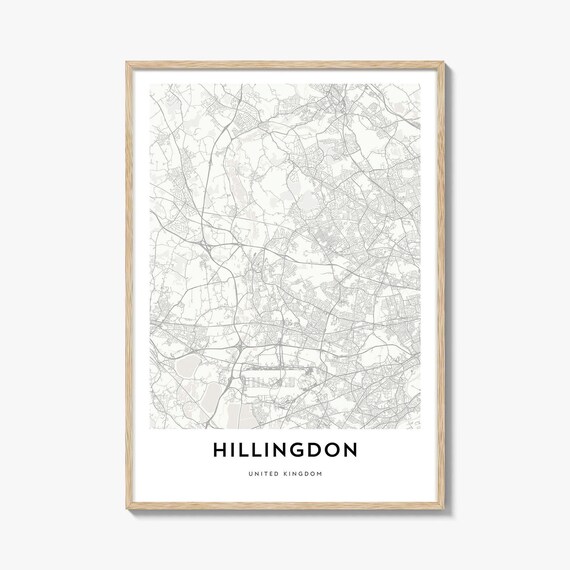 Hillingdon United Kingdom Minimalist City Map Borough Travel Poster