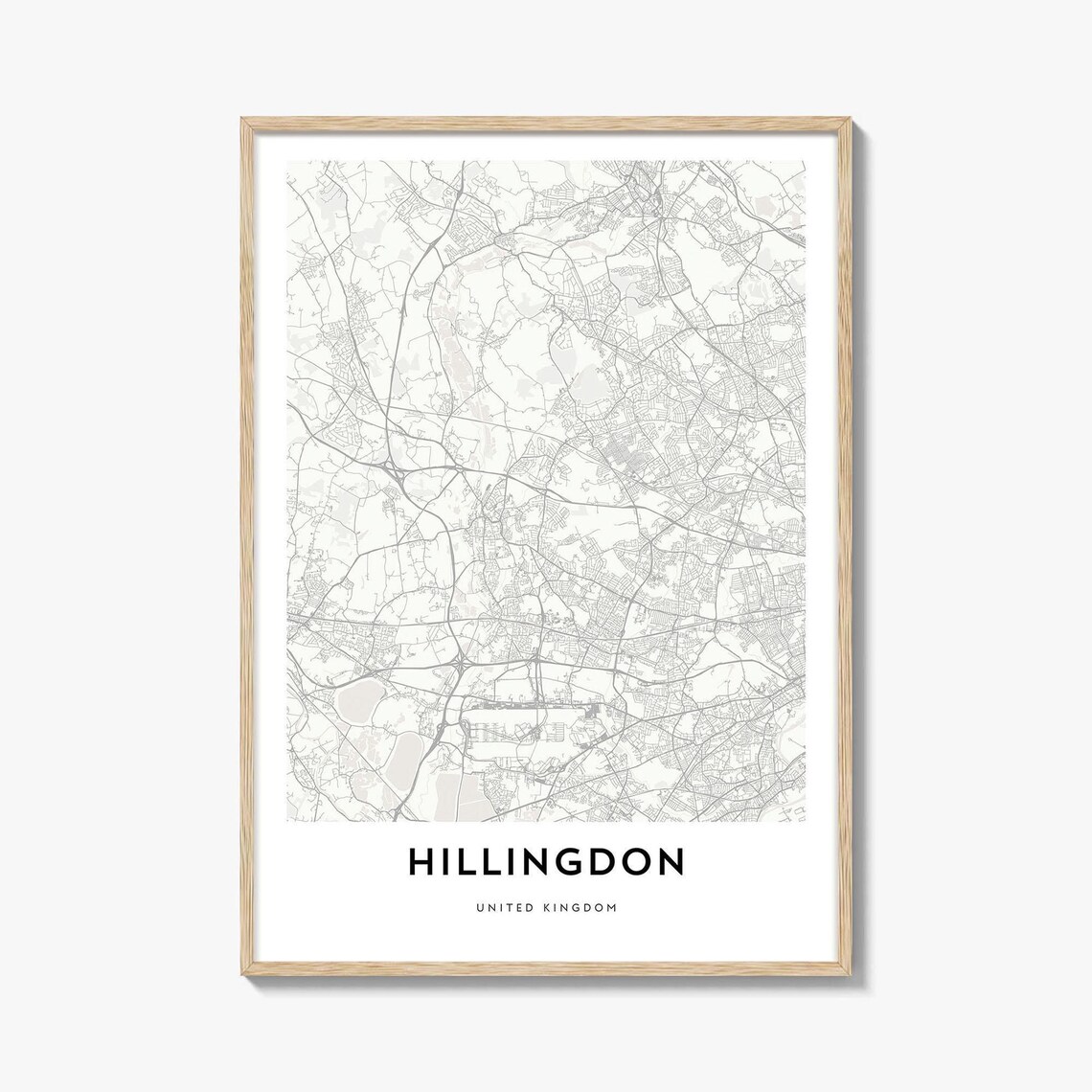 Hillingdon United Kingdom Minimalist City Map Borough Travel Poster