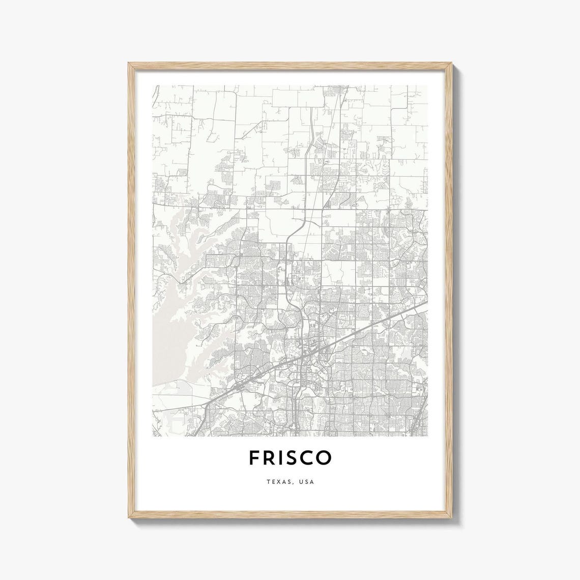 Frisco Texas USA Minimalist City Street Map Modern Wall Decor Poster
