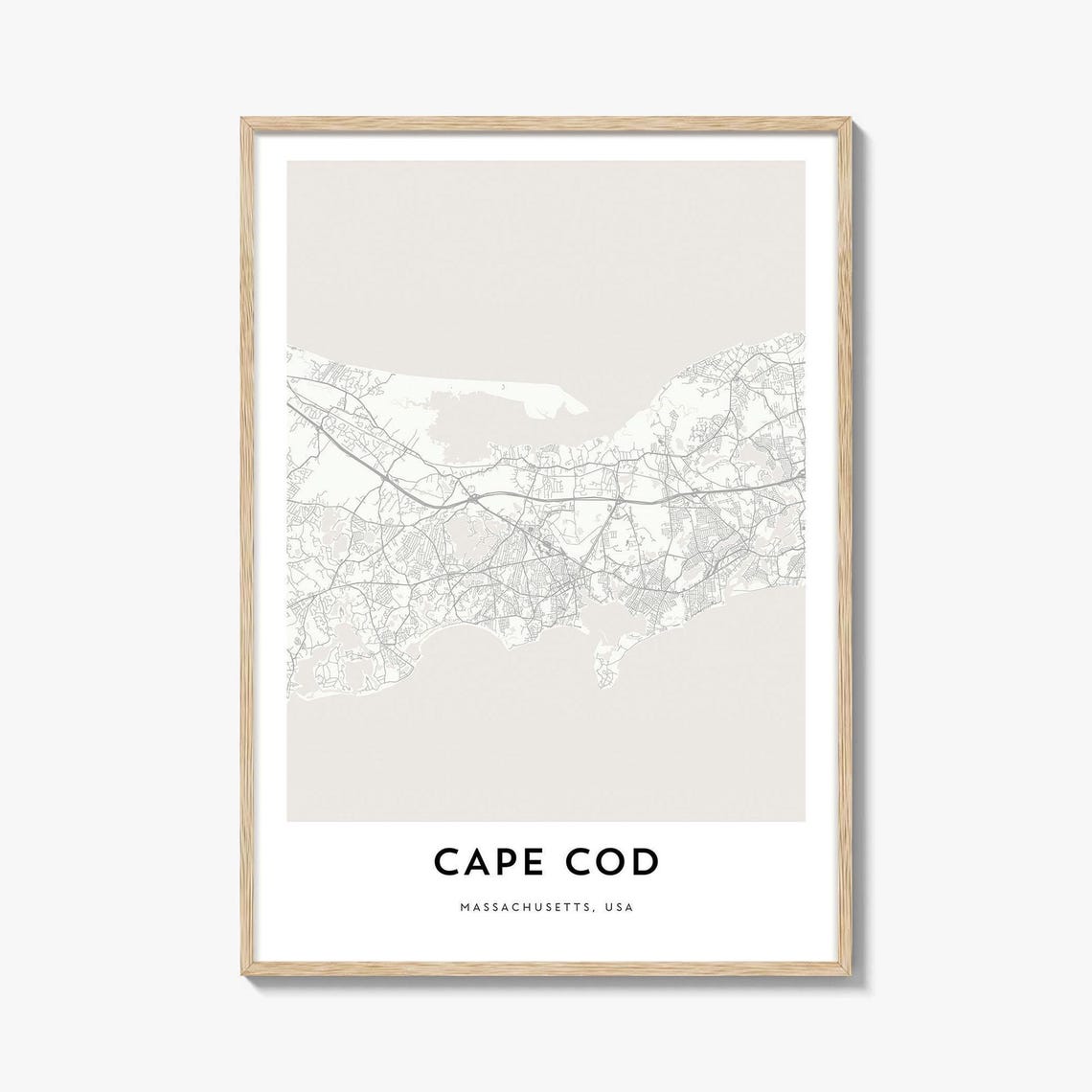 Cape Cod Massachusetts Minimalist Coastal Peninsula Map Art Poster