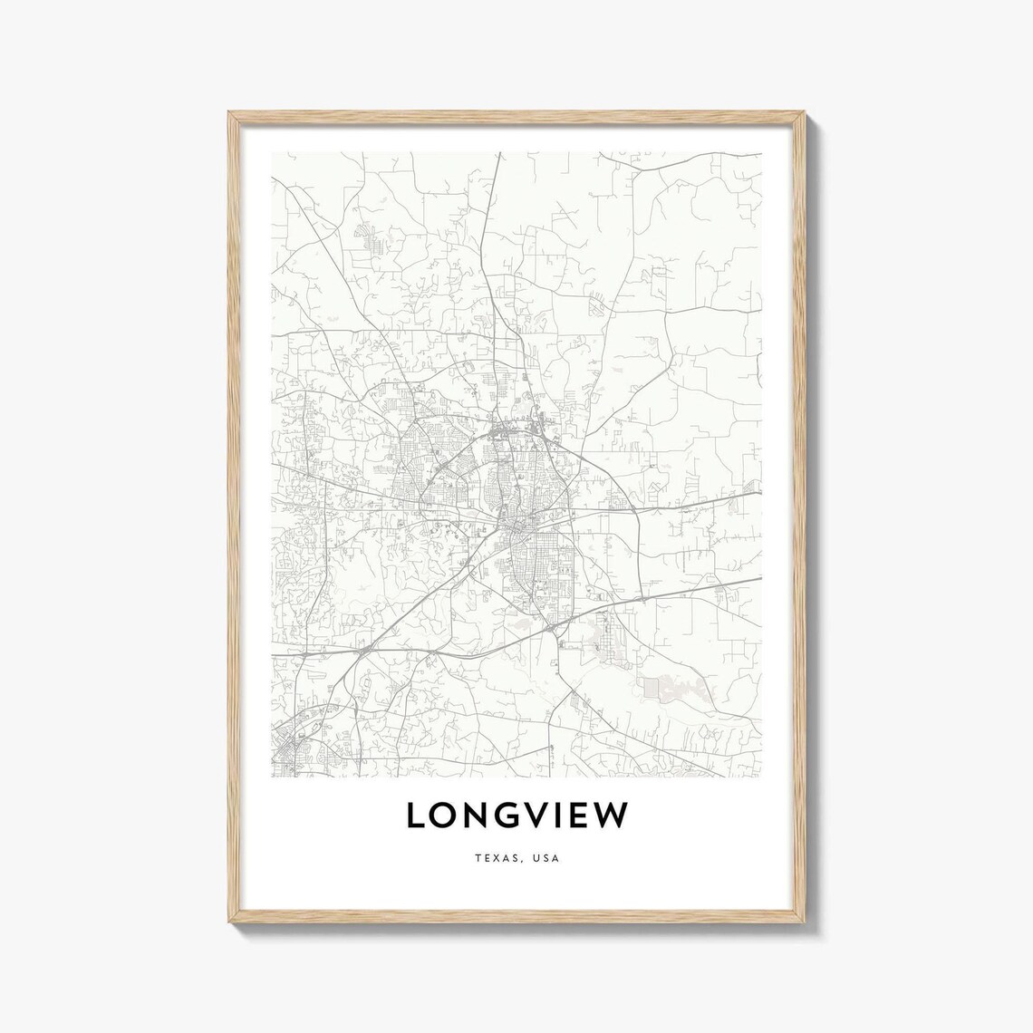 Longview Texas USA City Street Map Minimalist Line Art Poster
