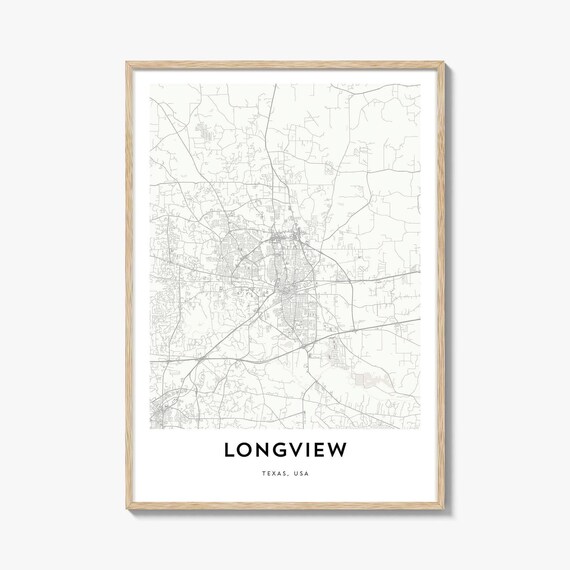 Longview Texas USA City Street Map Minimalist Line Art Poster