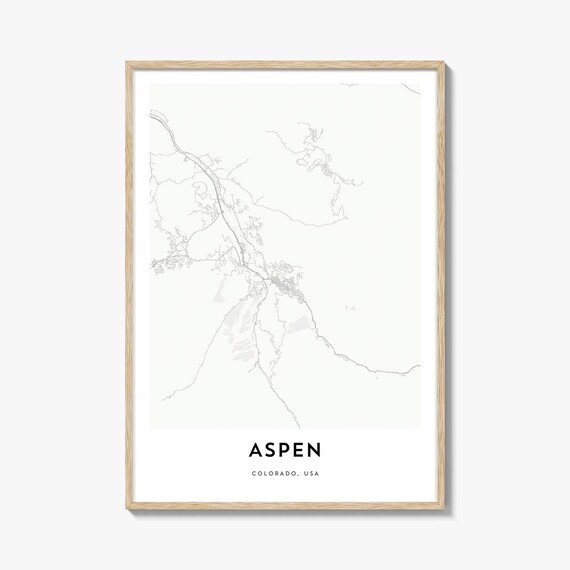 Aspen Colorado Minimalist Street Map Rocky Mountain Town Poster