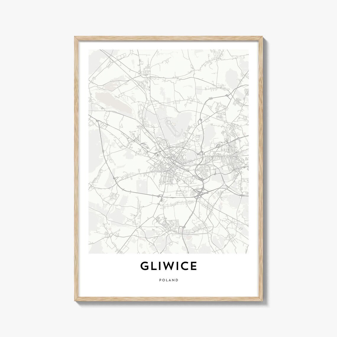Gliwice Poland Minimalist City Street Map Europe Wall Decor Poster