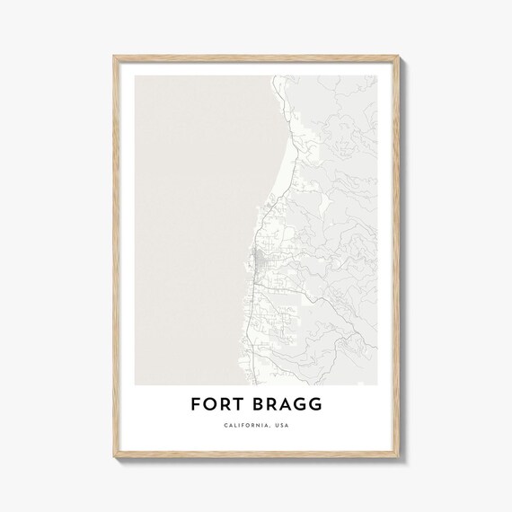 Fort Bragg California Minimalist Coastal Town Street Map Poster