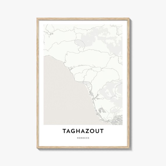 Taghazout Morocco Minimalist Cream Coastal City Map Wall Poster