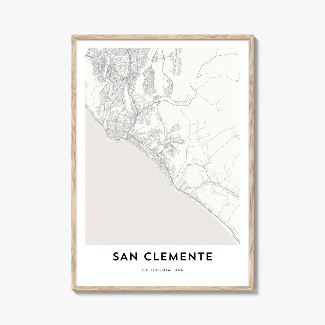 San Clemente California USA Minimalist Coastal Line Map Art Poster