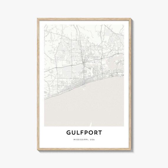 Gulfport Mississippi USA Gulf Coast City Map Minimal Art Poster