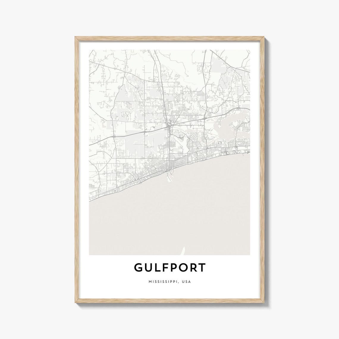 Gulfport Mississippi USA Gulf Coast City Map Minimal Art Poster