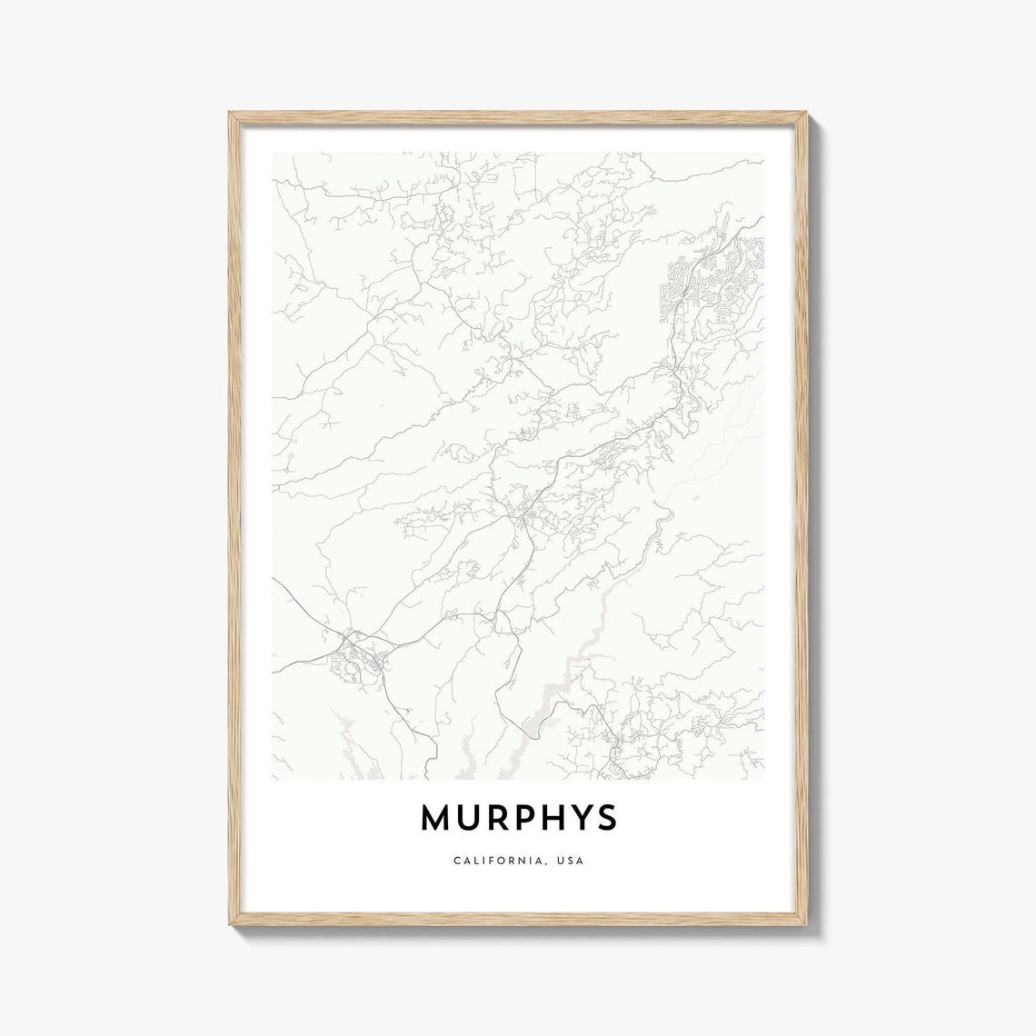 Murphys California Minimalist City Street Map Travel Decor Poster