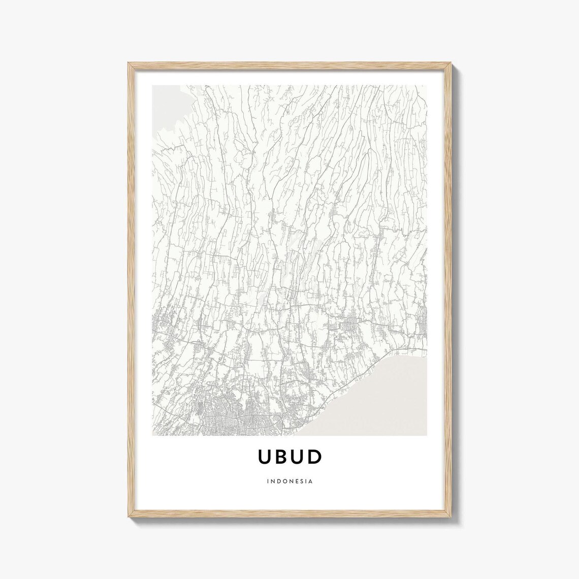 Ubud Bali Indonesia Minimalist City Map Line Art Travel Poster