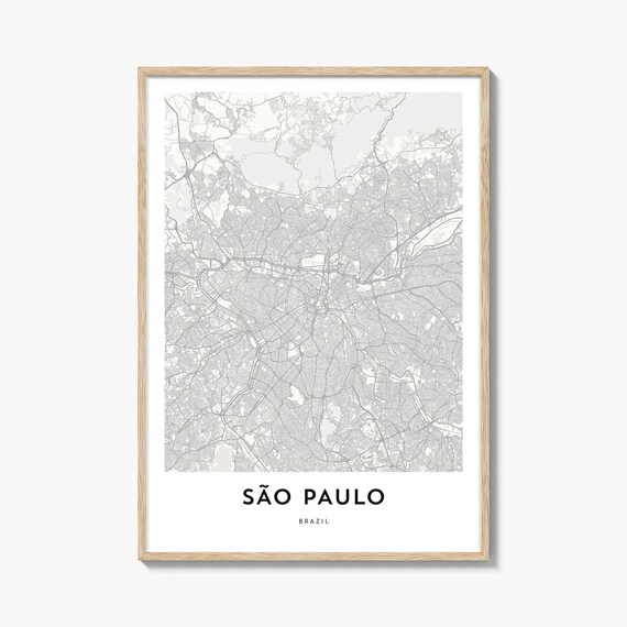 São Paulo Brazil Minimalist Light Gray City Map Poster Art Decor