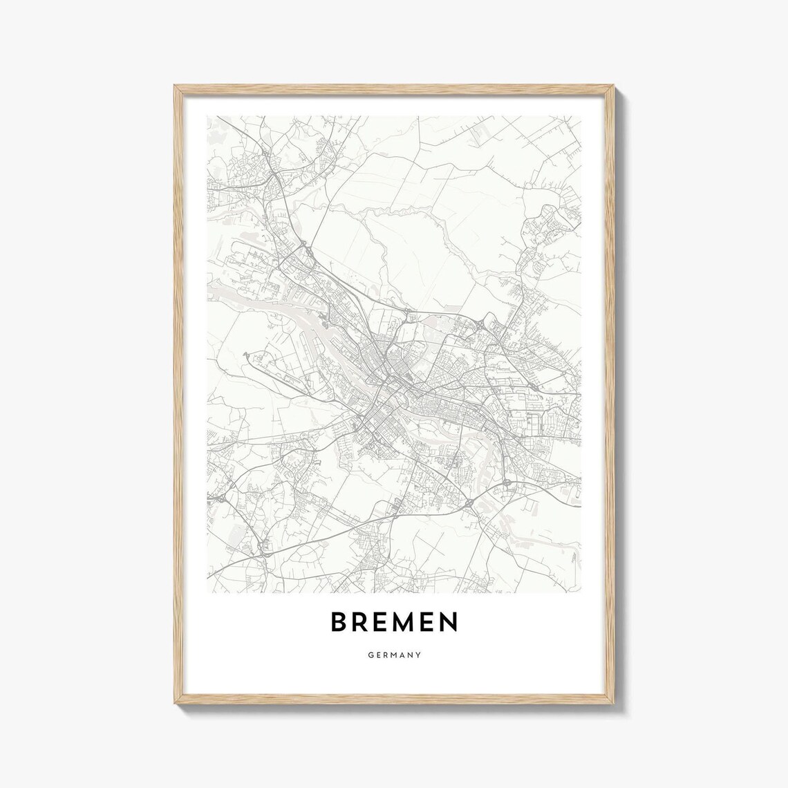 Bremen Germany Minimalist City Street Map Line Art Wall Poster
