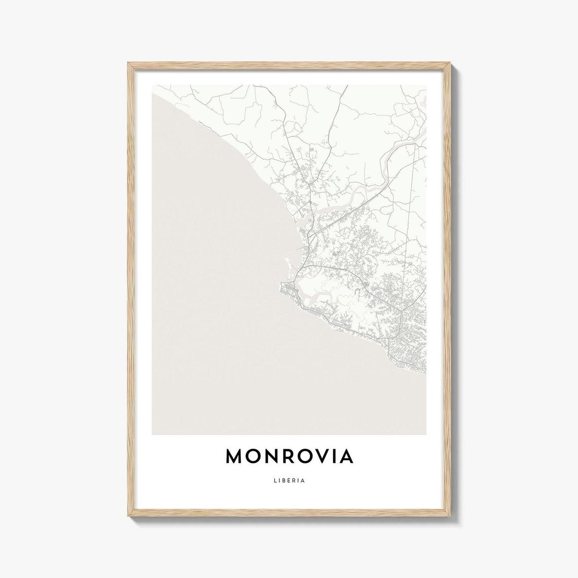 Monrovia Liberia Minimalist Street Map City Artwork Gift Poster