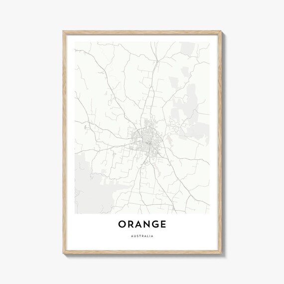 Orange Australia Minimalist Country Town City Street Map Poster