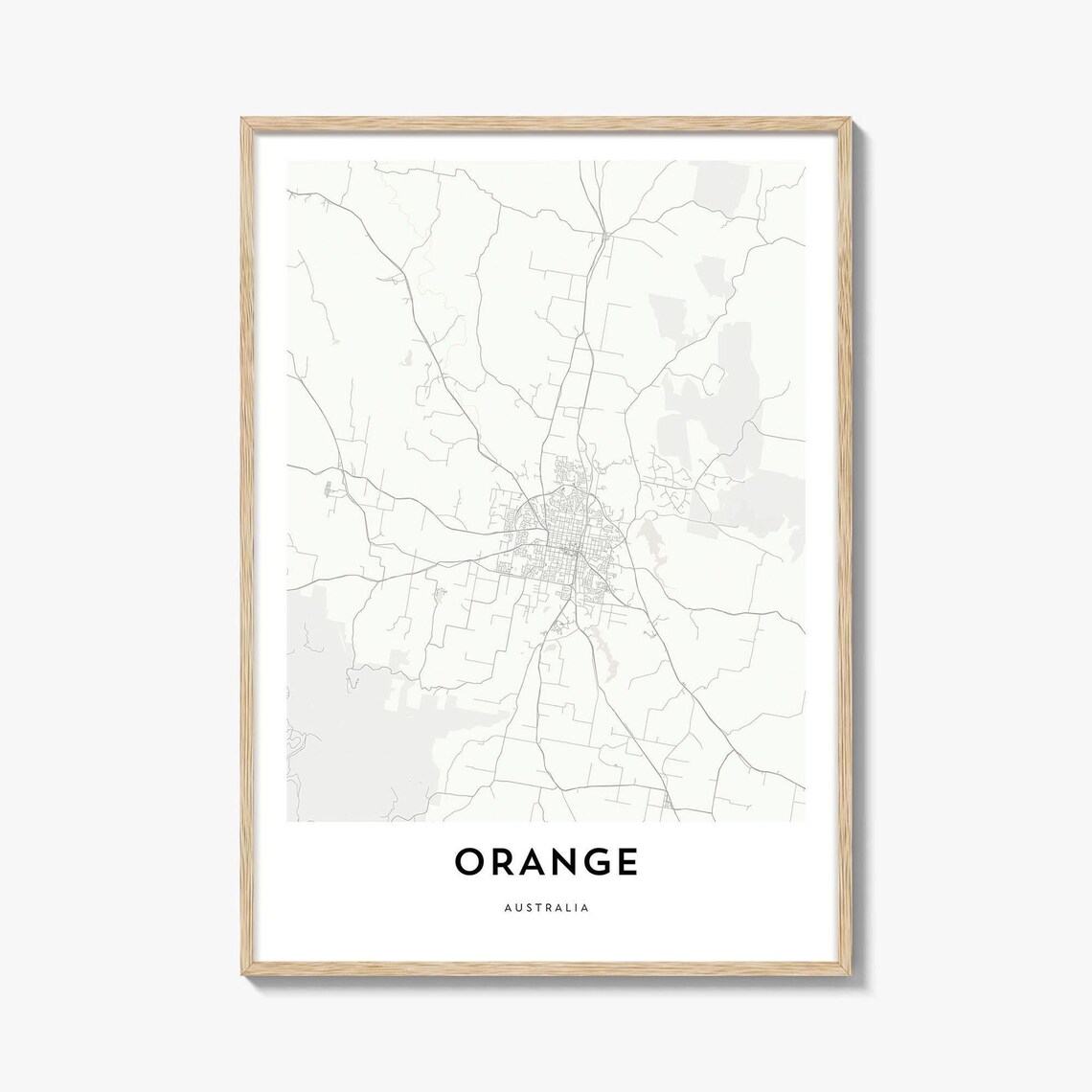 Orange Australia Minimalist Country Town City Street Map Poster