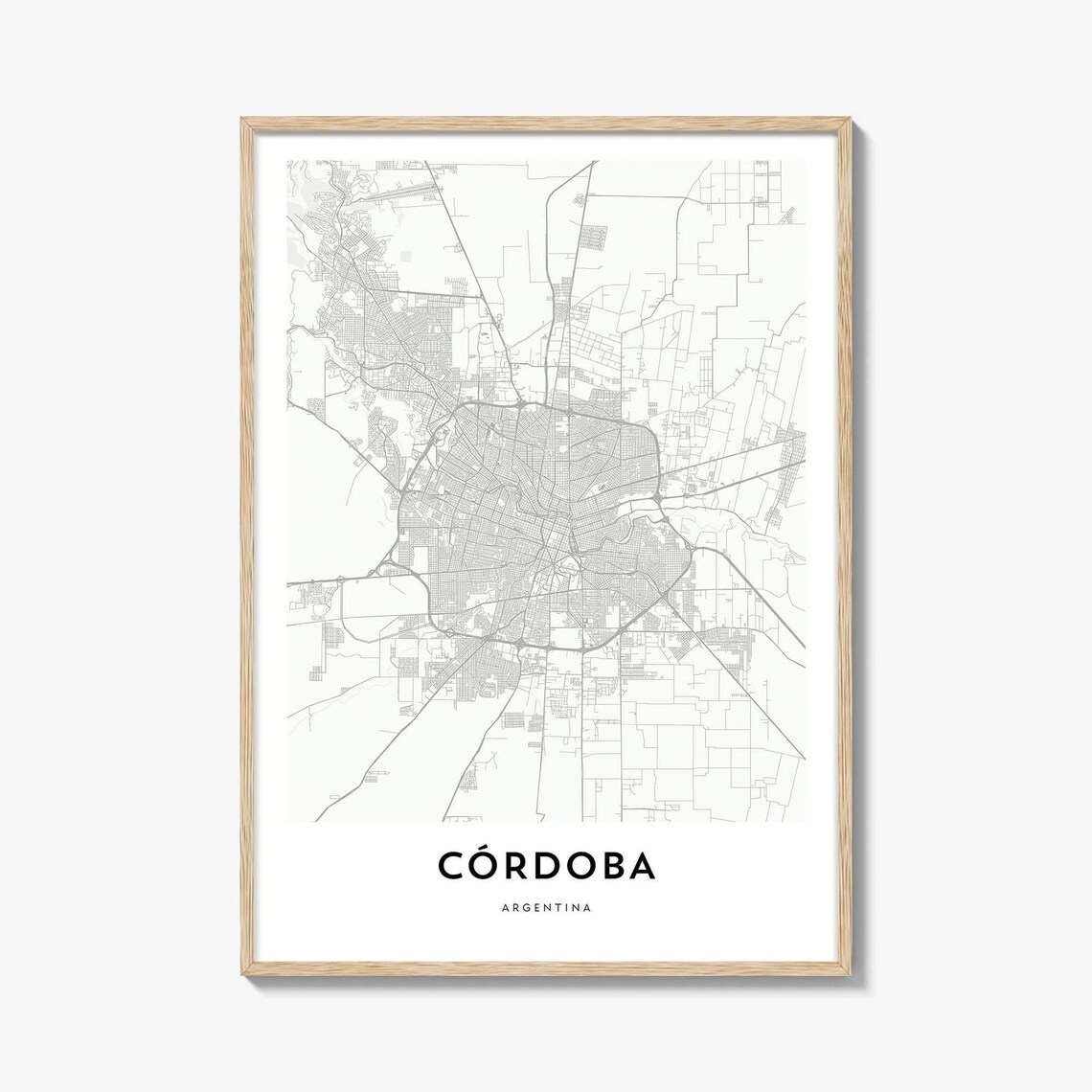 Cordoba Argentina Minimalist Line Art City Map Travel Decor Poster